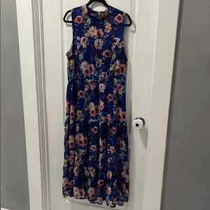 Lulu's Royal Blue Floral Sleeveless Maxi Dress